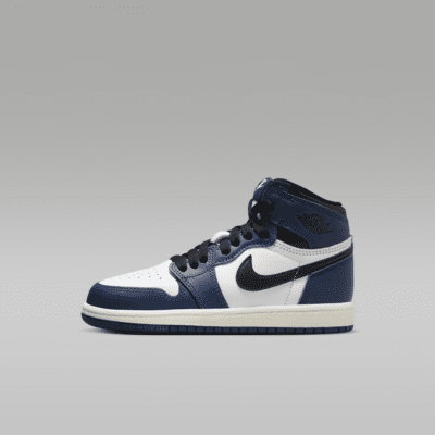 Tenis para ninos de preescolar Jordan 1 Retro High OG Azul marino medianoche Nike MX